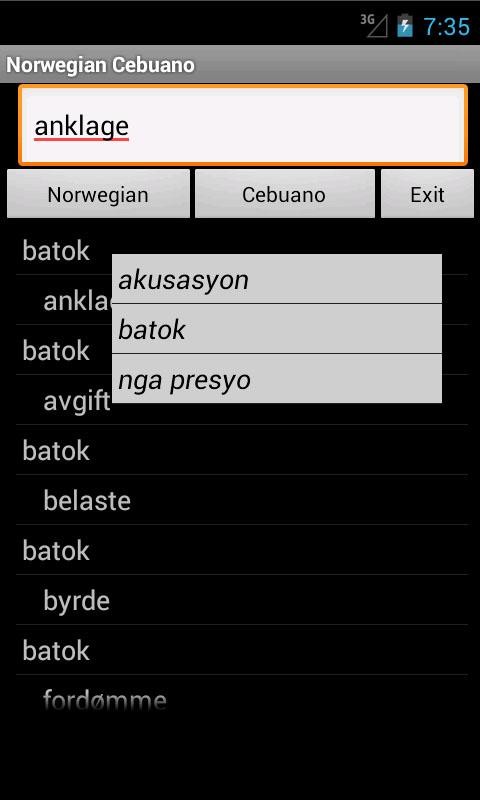Cebuano Norwegian Dictionary 6.4