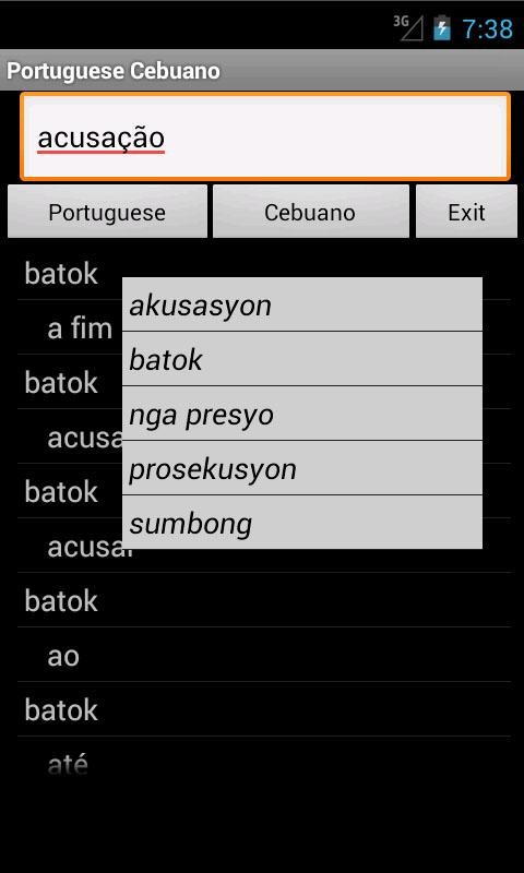 Cebuano Portuguese Dictionary 6.4