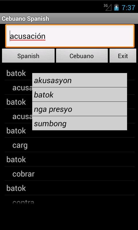 Cebuano Spanish Dictionary 6.4