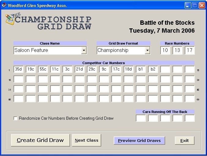 Championship Grid Draw 2