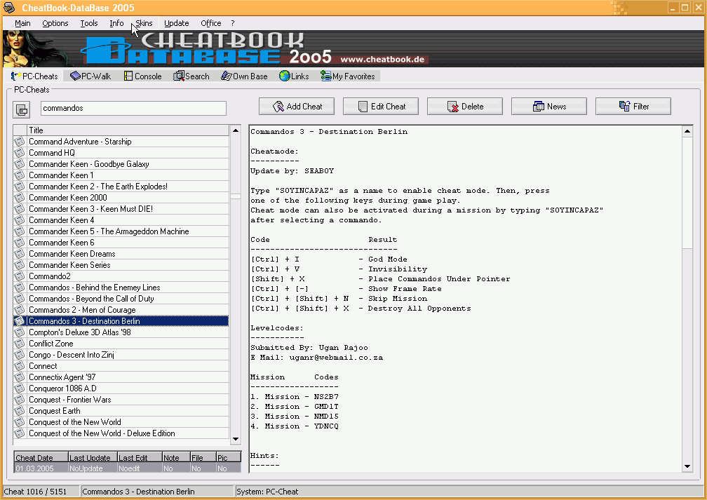 CheatBook-DataBase 2005 1.0