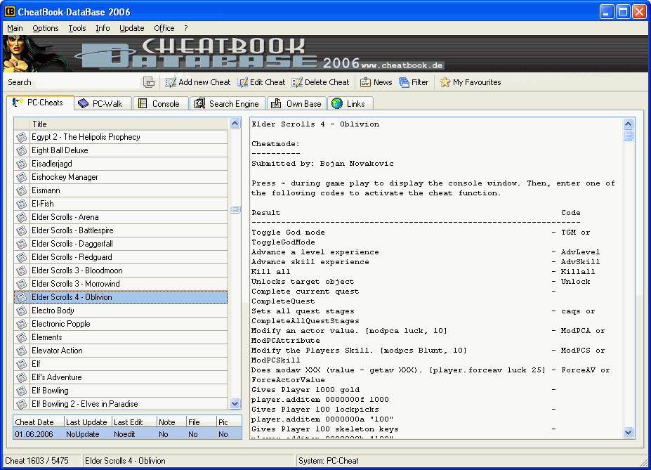 CheatBook-DataBase 2006 1.0