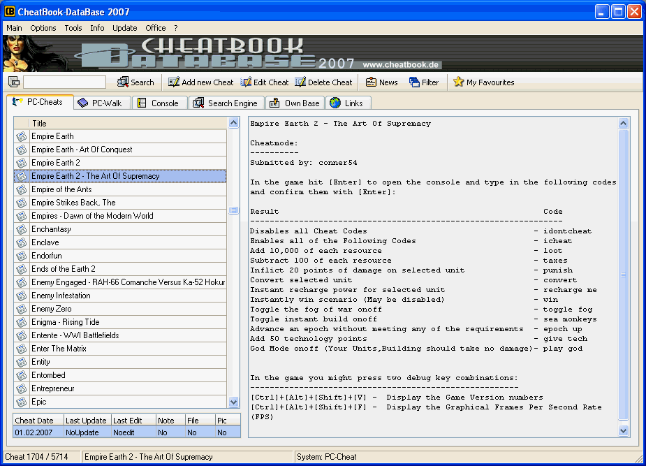 CheatBook-DataBase 2007 1.0
