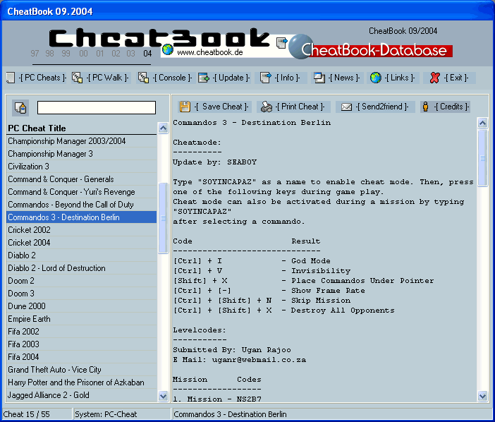 CheatBook Issue 09/ 09/ 2004