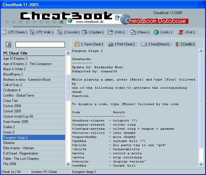 CheatBook Issue 11/ 11/ 2005