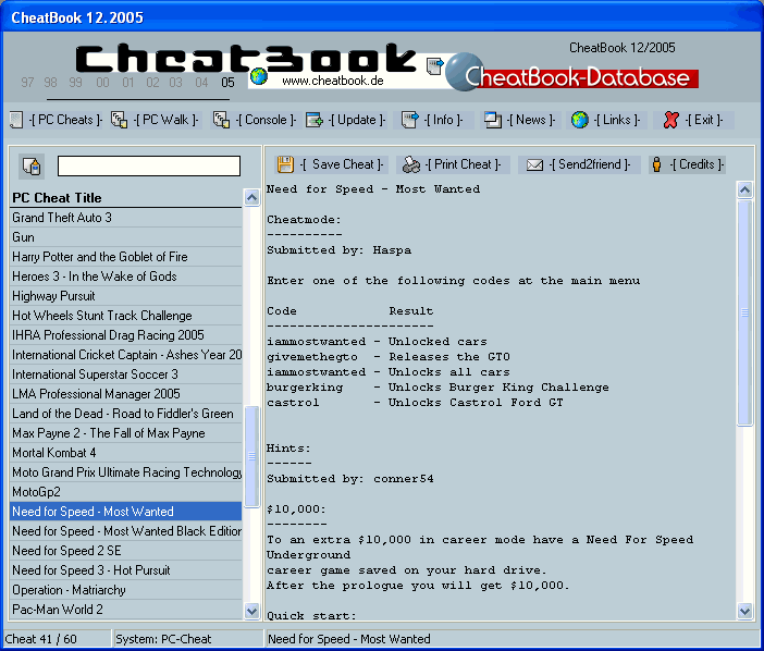 CheatBook Issue 12/ 12/ 2005