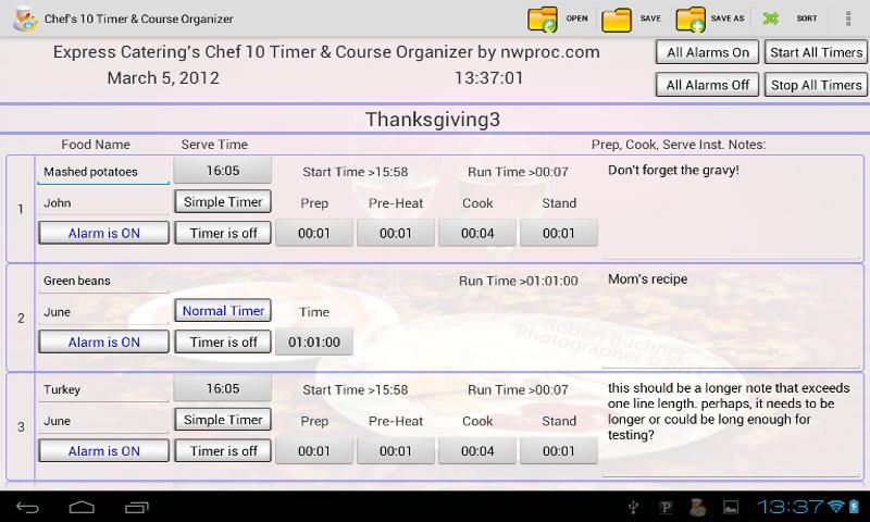 Chef's 10 Timer & Course Org 1.3
