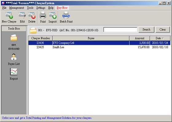 ChequeSystem Cheque Printing 2.9.0