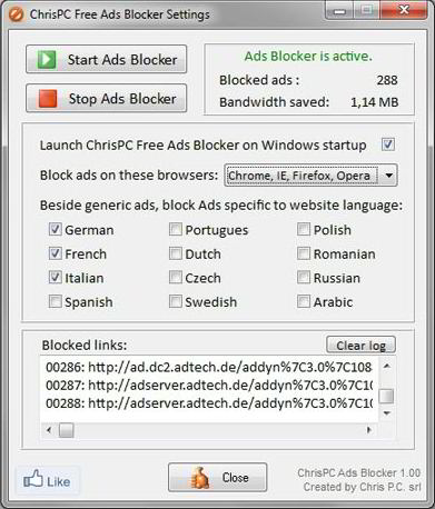 ChrisPC Free Ads Blocker 1.20