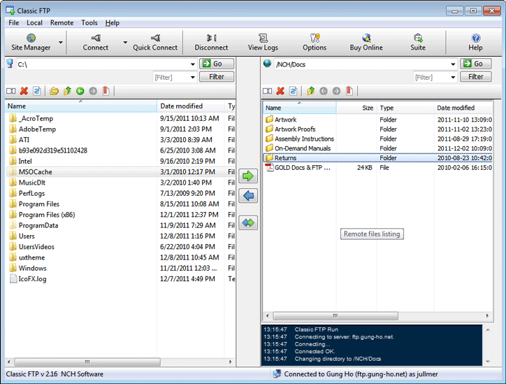 Classic FTP Free FTP Client 2.28