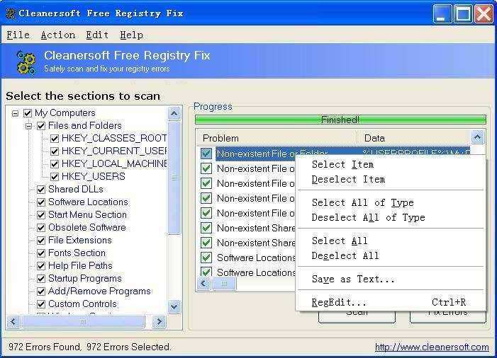 Cleanersoft Free Registry Fix 2.0
