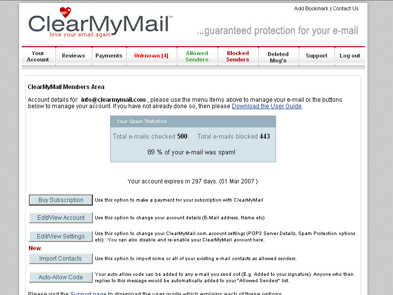 ClearMyMail Guarantedd Anti Spam Filter 2