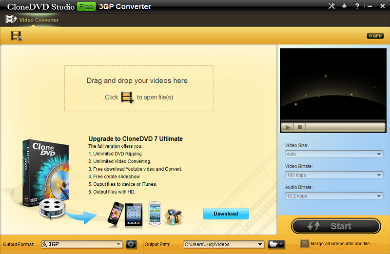 CloneDVD Studio Free 3GP Converter 1.0.0.0