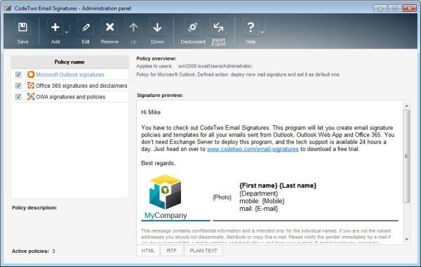 CodeTwo Email Signatures 1.0