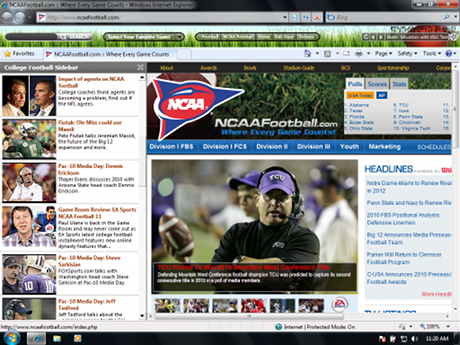 College Football IE Browser Theme 0.9.1.0