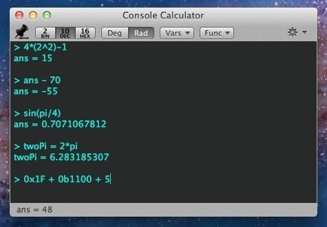 Console Calculator for Mac OS X 3.0.7