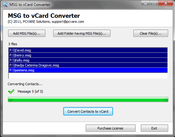 Contact MSG to VCF Converter 4.03
