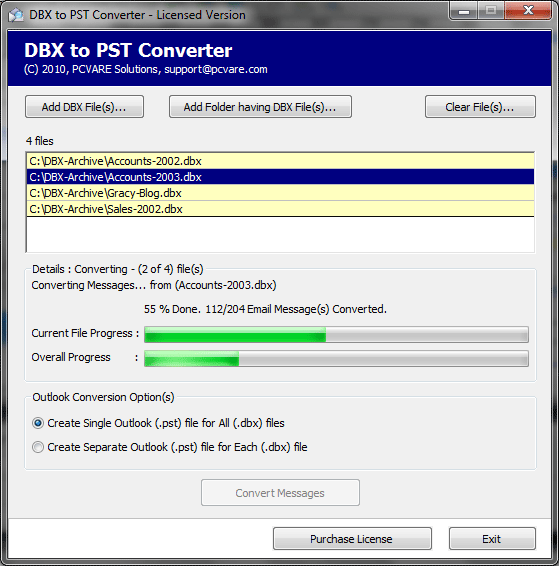 Convert .DBX to Microsoft Outlook 9.0.1