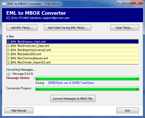 Convert .EML to MBOX Thunderbird 5.05