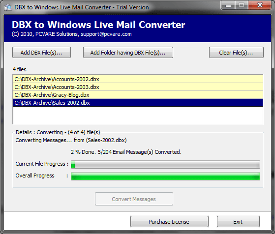 Convert email from DBX to Windows Mail 3.01
