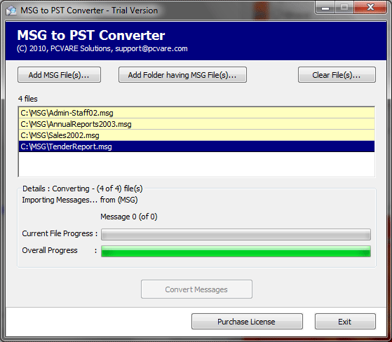 Convert MSG Outlook into PST 4.02
