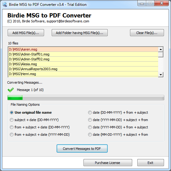 Convert MSG to PDF Batch 6.7