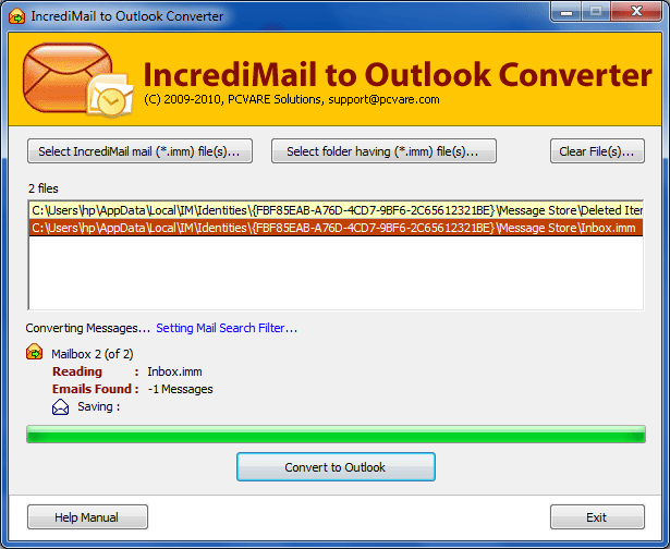 Converter of IncrediMail to Microsoft Outlook 4.8