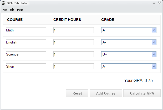CS GPA Calculator 1.0