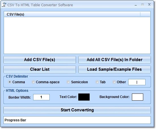 CSV To HTML Table Converter Software 7.0