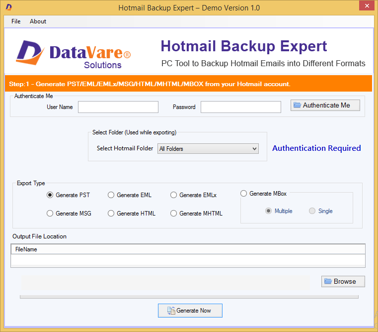 DataVare Hotmail Backup Expert 1.0