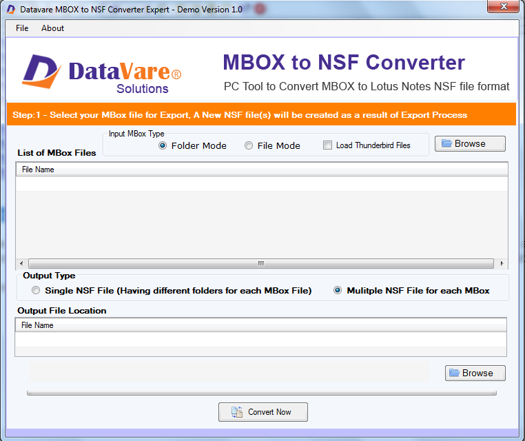 Datavare MBOX to NSF Converter Expert 1.0