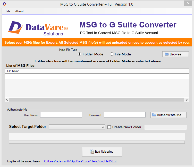 Datavare MSG to G Suite Converter 1.0