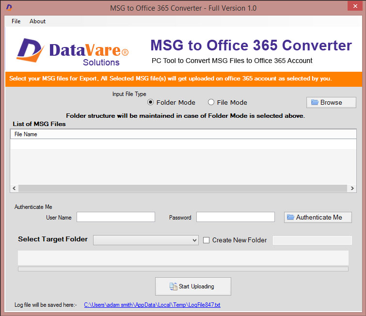 Datavare MSG to Office 365 Converter 1.0