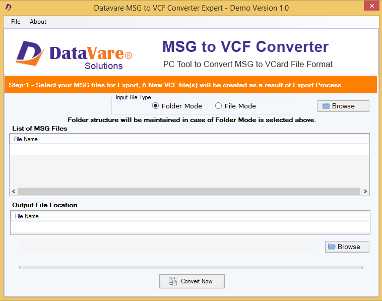 DataVare MSG to VCF Converter 1.0