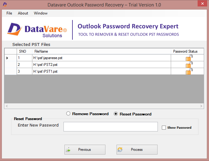Datavare Outlook Password Recovery 1.0