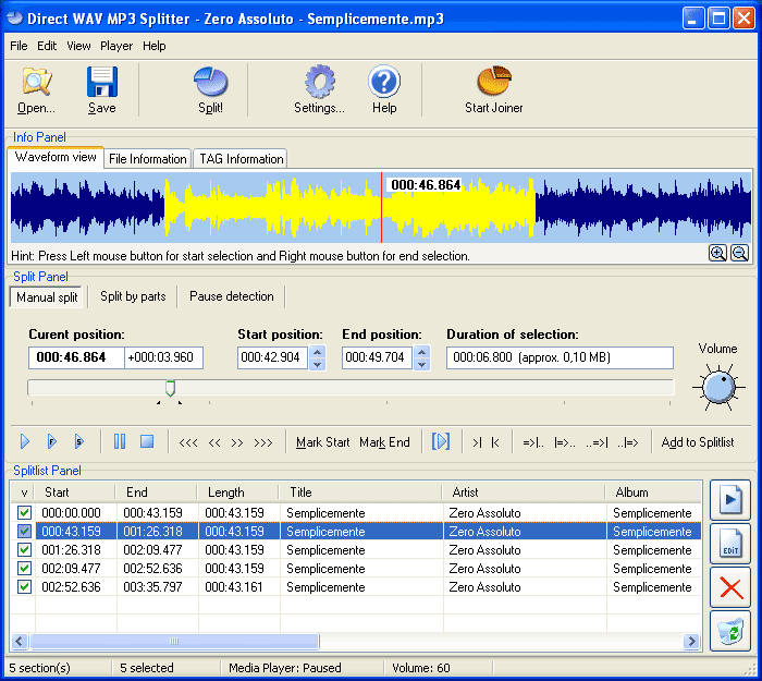 Direct MP3 Splitter 1.3.1