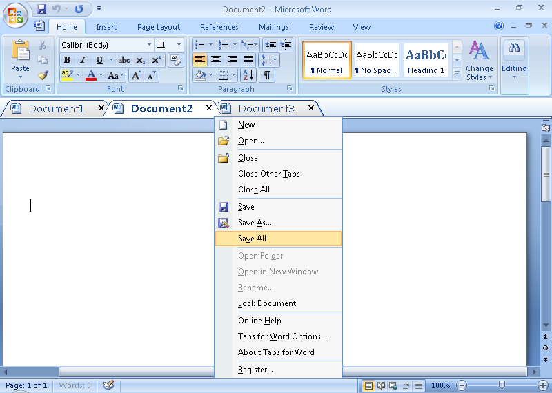 Document Tabs for Word 7.0