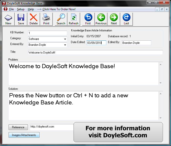 DoyleSoft Knowledge Base Software 3.0.96.1139