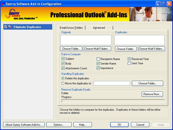 Duplicate Email Eliminator Across Folders for Outlook 2000, 2002, 2003 4.0.4050.20832