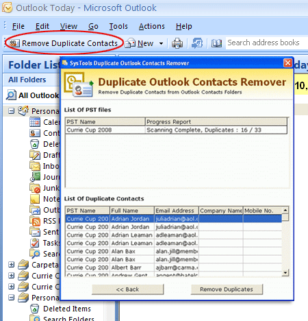 Duplicate Outlook Contacts Remover 1.0