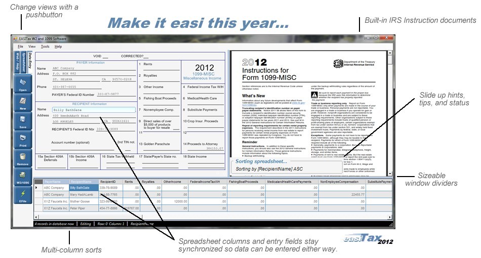 EASITax 1099 / W2 Tax Software 1.2012.2.6