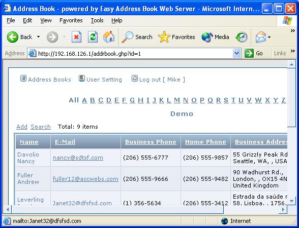 Easy Address Book Web Server 1.2