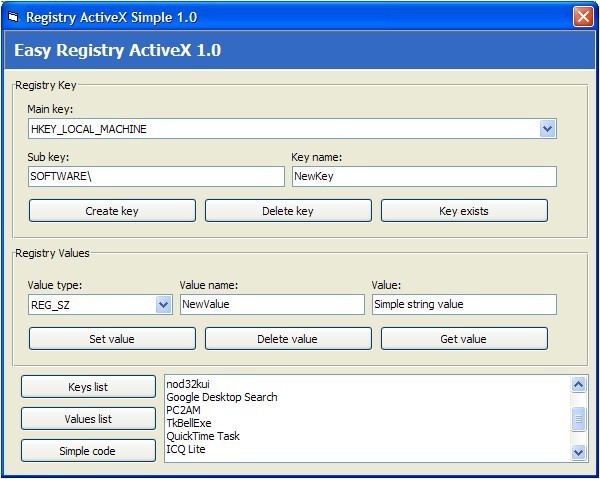 Easy Registry ActiveX (OCX) 1.0