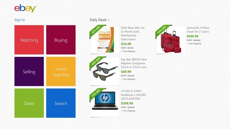 eBay App for Windows 8