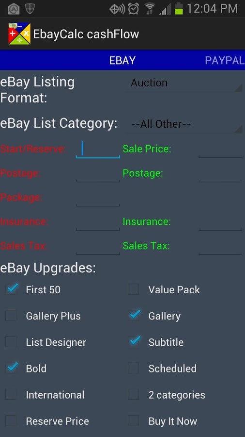 Ebay cashFlow Calculator 4.0
