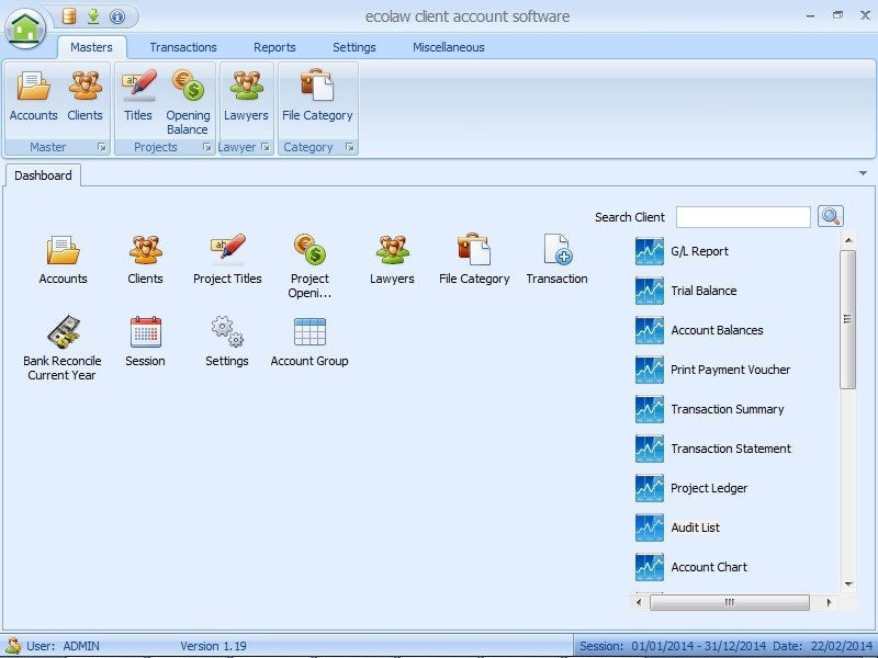 Ecolaw Lawyer Client Account Software 1.19