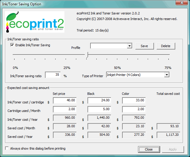 ecoPrint2 Ink and Toner Saver 2.0.2