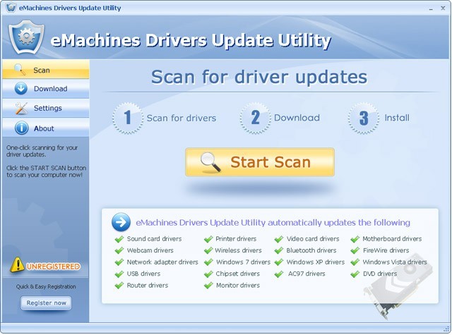 eMachines Drivers Update Utility For Windows 7 64 bit 2.9