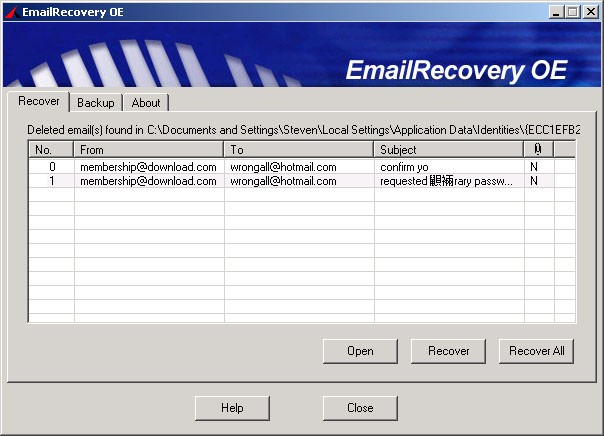 EmailRecovery OE 1.0