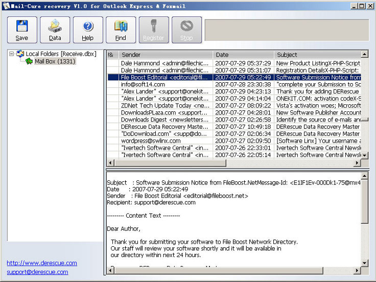 emails data recovery software 1.7
